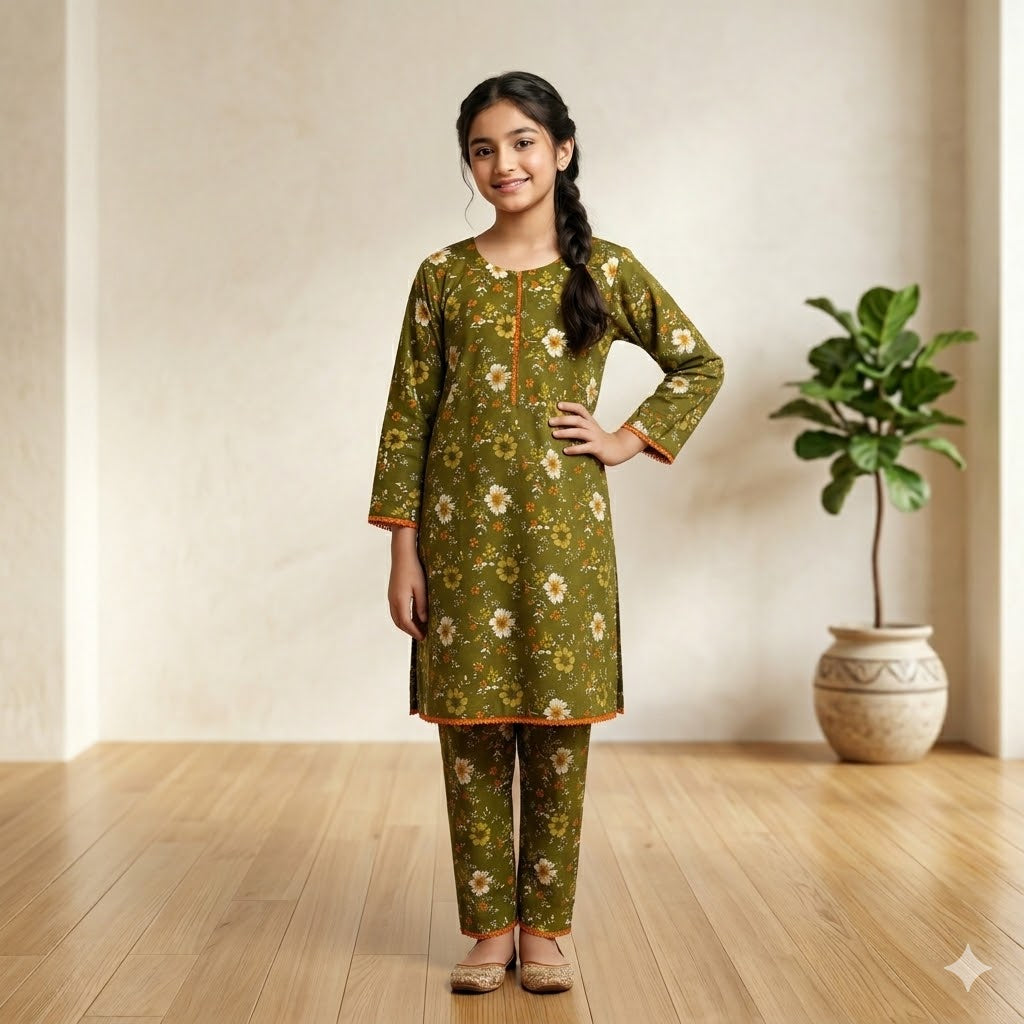 Girls two piece cotton suit
